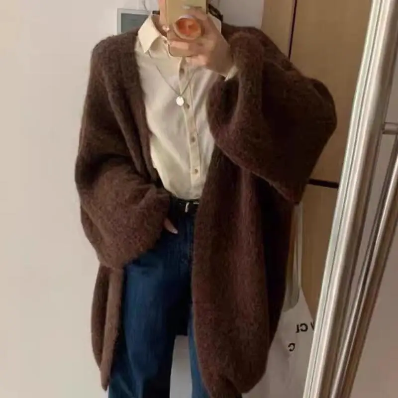 2026 Herfst Winter Nieuwe Mode Zachte Luie Stijl Trui Jas voor Vrouwen Koreaanse Losse Comfort Veelzijdige Trui Gebreid Vest