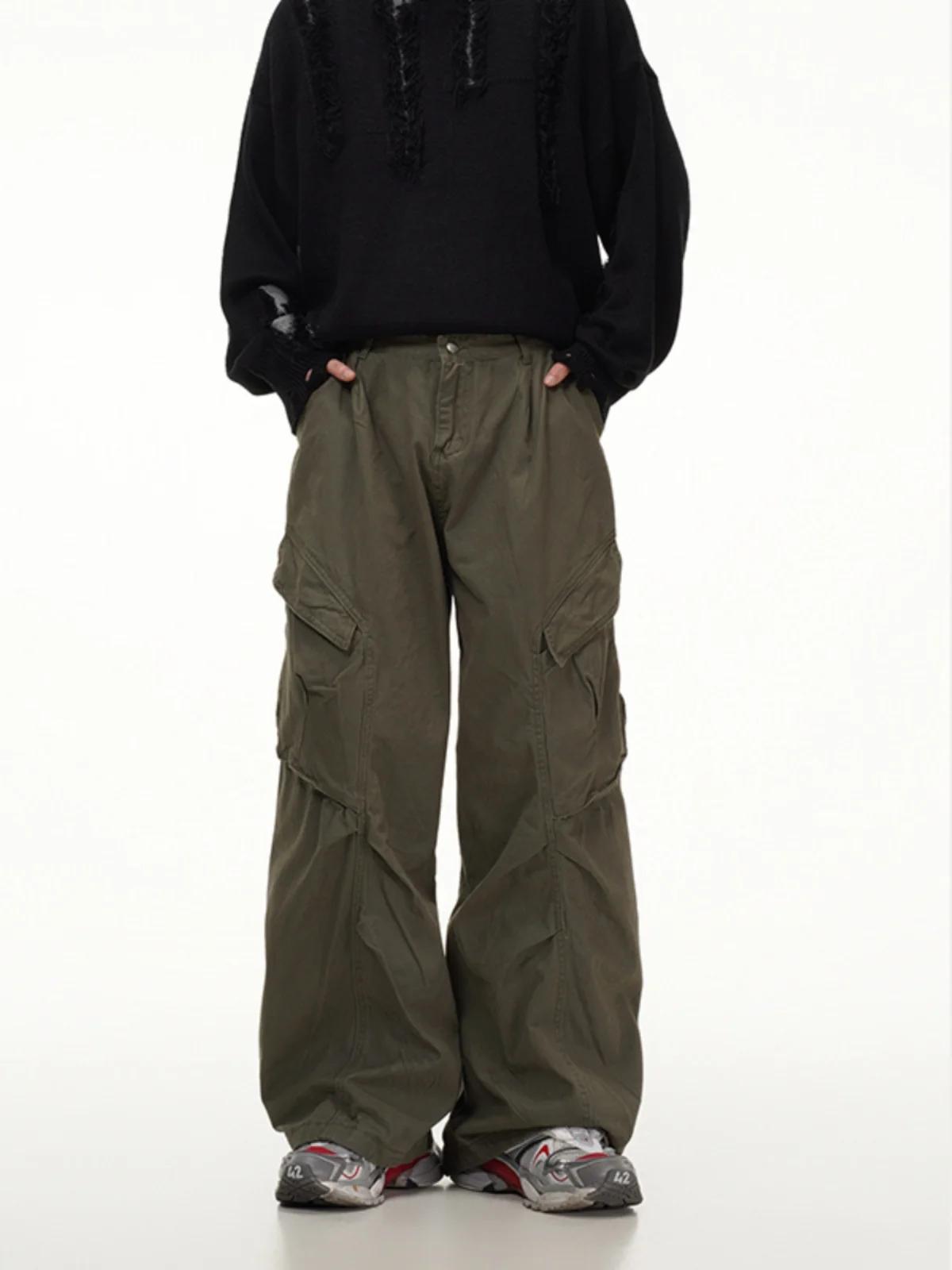 

Мужские повседневные брюки Waed в американском винтажном стиле, свободные широкие брюки-карго, весна-осень, модные, брендовые, свободного кроя