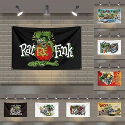 3x5 FT Rat Finks Flag Polyester Printed Car Auto Parts Flags for Room Garage Decor