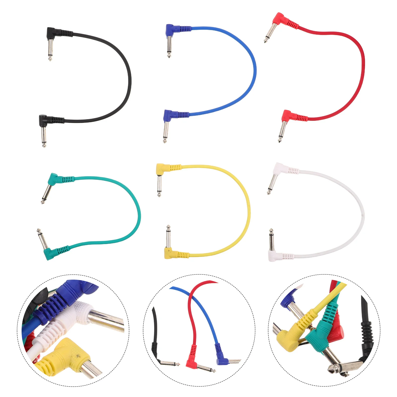 6 szt. Krótki kabel połączeniowy do gitary elektrycznej, 30 cm, kabel audio do pedałów, redukcja szumów, połączenie efektów, przewód do wzmacniacza gitarowego