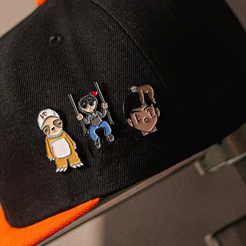 Gorra creativa mexicana, alfileres esmaltados decorativos, broches de animales de perezoso de dibujos animados, insignia de solapa para mochila, accesorios, regalo para amigos