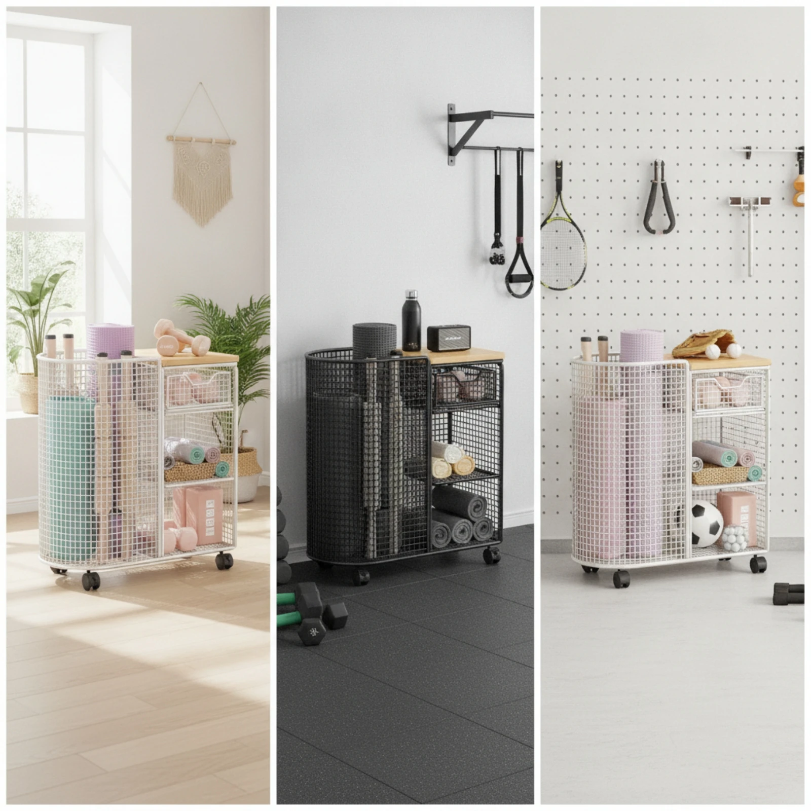Rolling Storage Cart with Wood - Sports Equipment Cart recension och pris