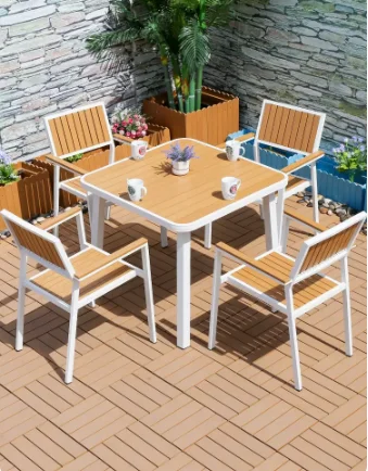 

150cm outdoor tables and chairs, courtyard bars, restaurants, waterproof wooden dining tables, outdoor balconies, leisure garden