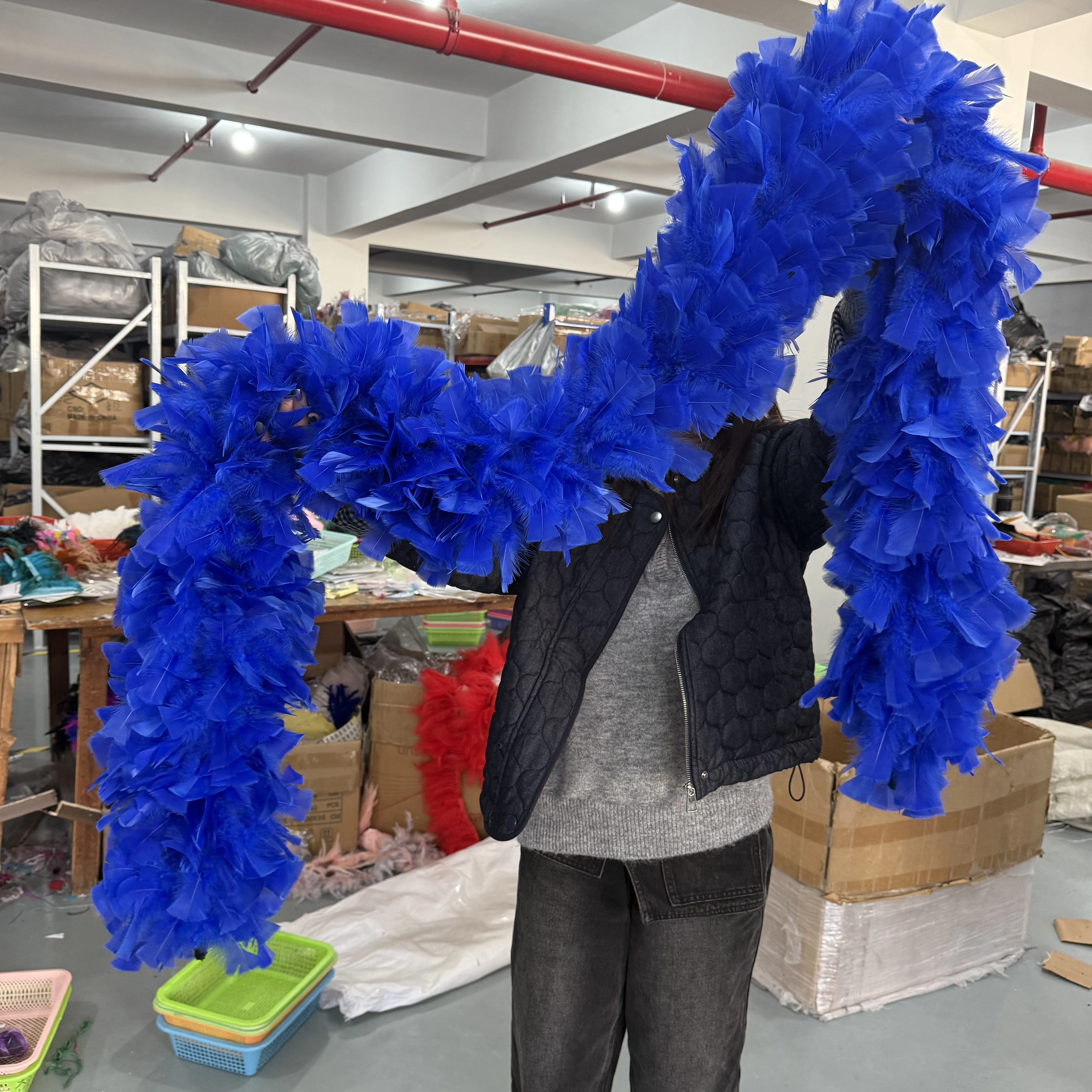 

2 Meters Big Turkey Feather boa Shawl Wedding Party Dress Sewing Decoration plume Ribbon Multicolor Decor Scarf Customized