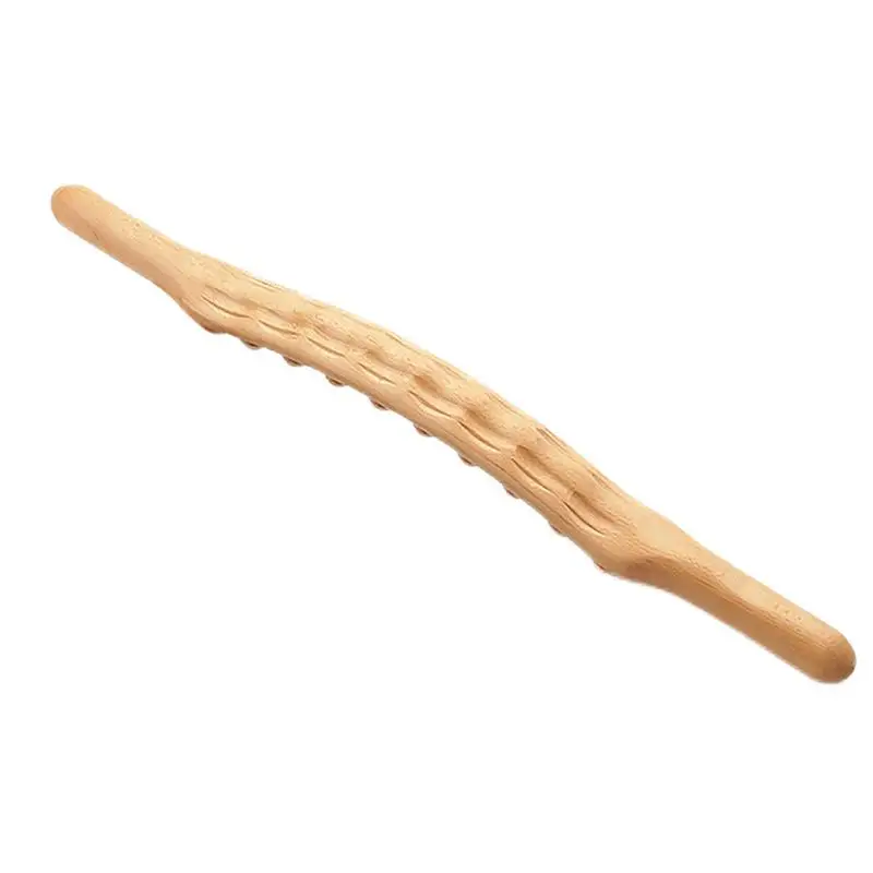 Wooden Gua Sha Massage Tools 23.6in Massage Tools With 20 Massage Balls Handheld Manual Guasha Stick For Neck Back Stomach Legs