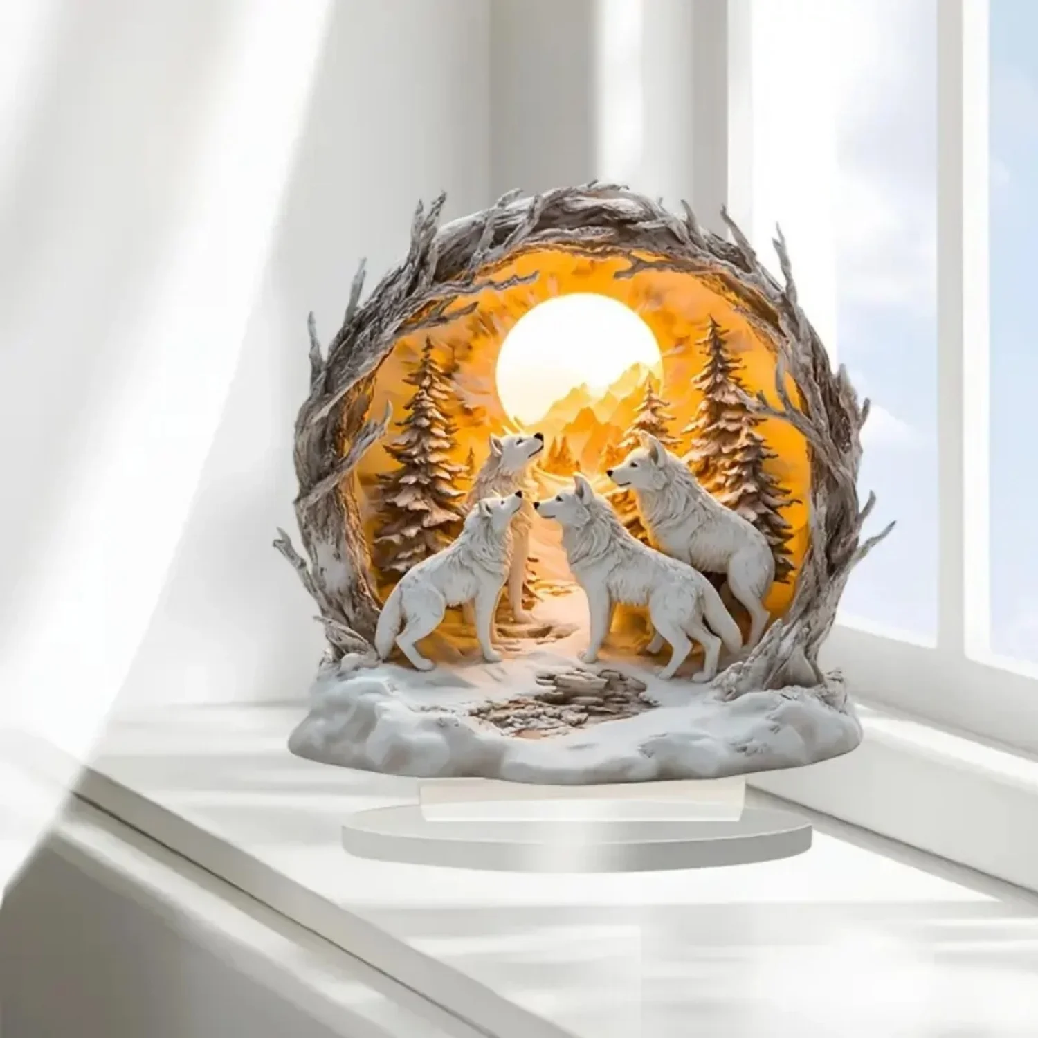 Cave Wolves 2D Flat Acrylic Table Decoration ,Home,Office,studio
