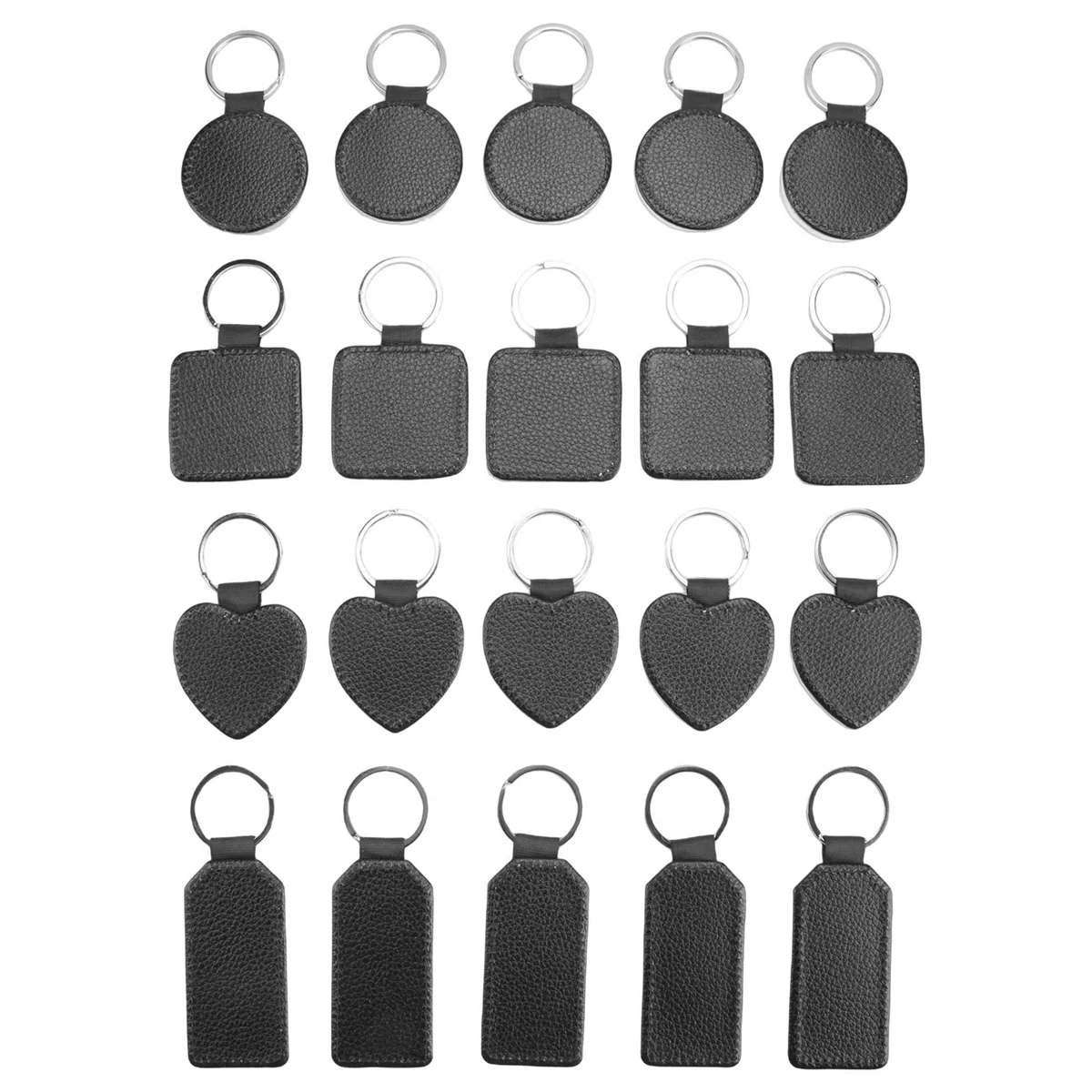 20 Pieces Sublimation Blank Keychains PU Leather Keychain Pendant Heat Transfer Keychain Ornament for DIY Crafts Making