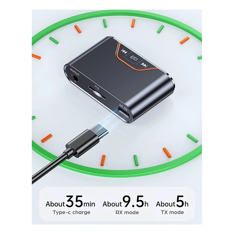BT-107 Bluetooth 5.4 Car Audio Receiver Transmitter Audio Bluetooth Converter For Airplane Mini Portable 3.5Mm With Mic-TCES