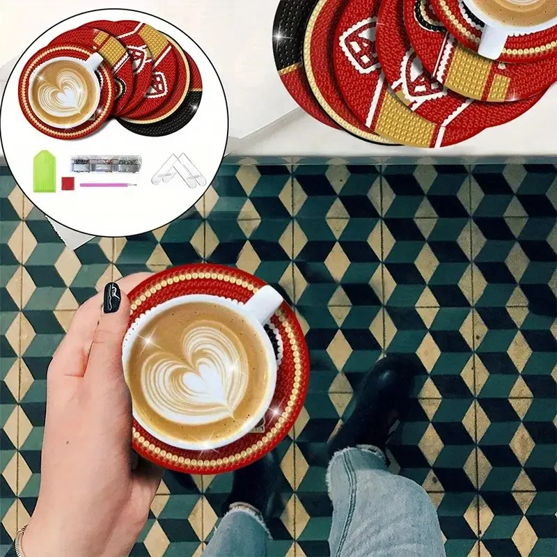 6 Diamond Painting Coaster Kit, Adult DIY Soccer Diamond Art Coaster, Philadelphia Arts and Crafts Gift Diamond Dot Kit