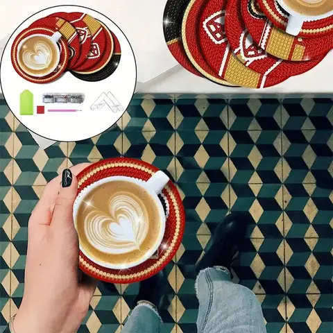 6 Diamond Painting Coaster Kit, Adult DIY Soccer Diamond Art Coaster, Philadelphia Arts and Crafts Gift Diamond Dot Kit