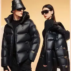 Fashionable and Warm Down Coat for Couples Short High-end White Duck Down Jackets for Men and Women Black Puffer Jackets JK-984