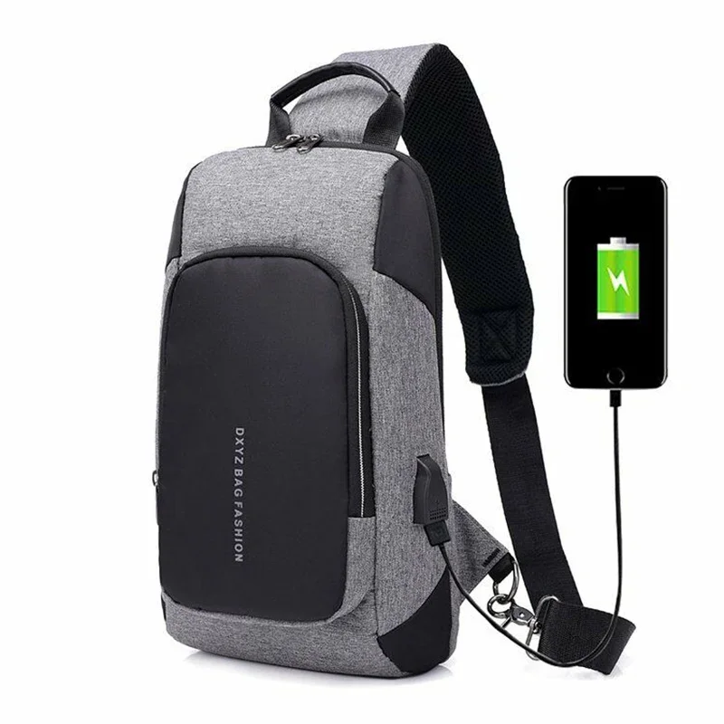 USB Charging Men Crossbody Bags Business Male Shoulder Bag Anti-theft Chest Bags