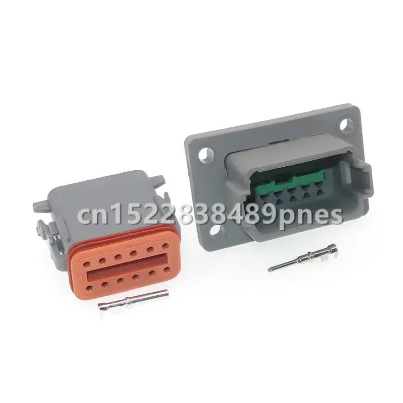 12 Pole DT04-12P-L012 DT06-12S Auto Wiring Harness Waterproof Connector With 4 Holes Fixed Flange Plastic Housing Socket