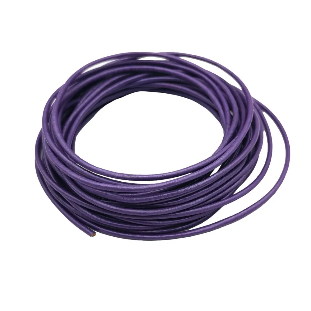 Metallic Purple 5 Yards 2mm Leather Strap 2.0mm Diameter Genuine Leather Cord Bracelet Necklace Making