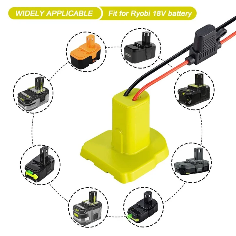 Imagem -04 - Adaptador de Roda Elétrica para Ryobi Bateria com Fusível Conector da Bateria 18v 14.4v 18v Nimh Nicd Li-ion