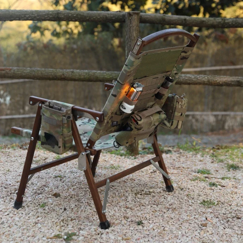 

Folding chair patio lounge chair camouflage tactical version solid wood chair