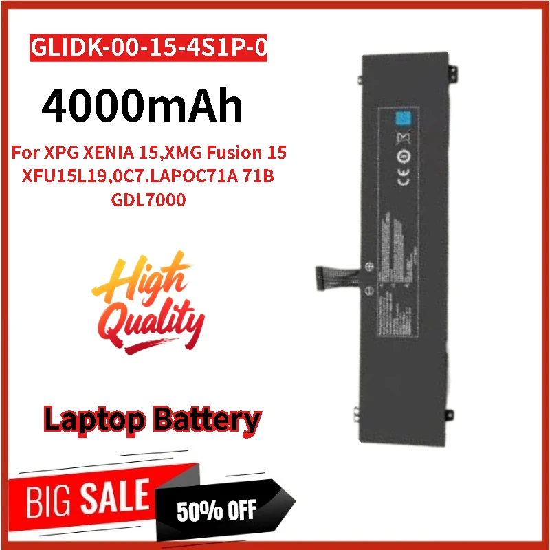 

100% New GLIDK-00-15-4S1P-0 15.2V 4000mAh Laptop Battery For XPG XENIA 15 QC7 LAPQC71A 71B GDL7000 XMG Fusion 15 XFU15L19