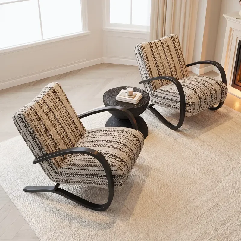 Modern Fabric Recliner Chair Comfortable Iron Frame Lounge Seat for Living Room Home Furniture Balcony Relaxation Armchair