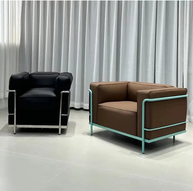 Modern Single Lounge Chair Medieval Style Steel Rim Sofa Light Luxury Stainless Steel Living Room Furniture