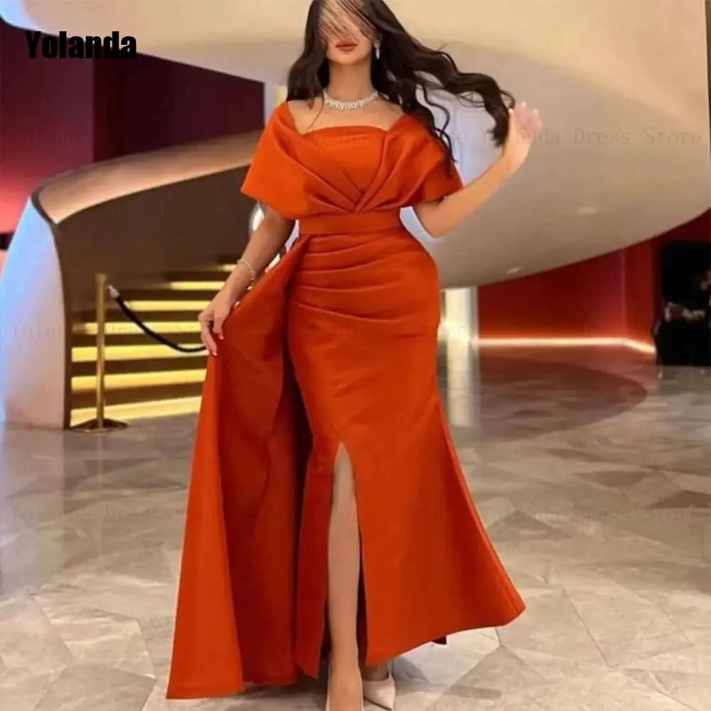 Czerwone wysokiej jakości suknie wieczorowe A-Line Ruffle 2024 Design Customized Front Split V-Neck Boat Neck Prom Gowns فساتين السهرة