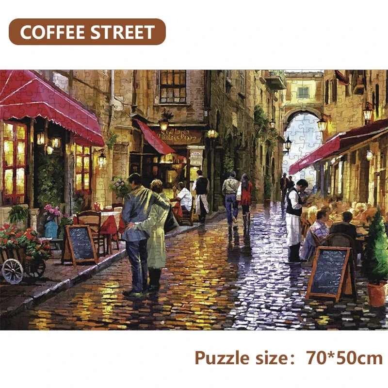 1000pcs Puzzle Coffee Street Famous Paintings Paper Jigsaw Puzzle 1000 Pieces Children Gift Adult Customised Educational Puzzle