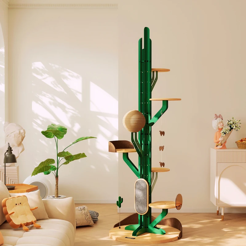 Super luxury cat climbing frame large solid wood cactus rattan does not occupy the Christmas nest tree integration