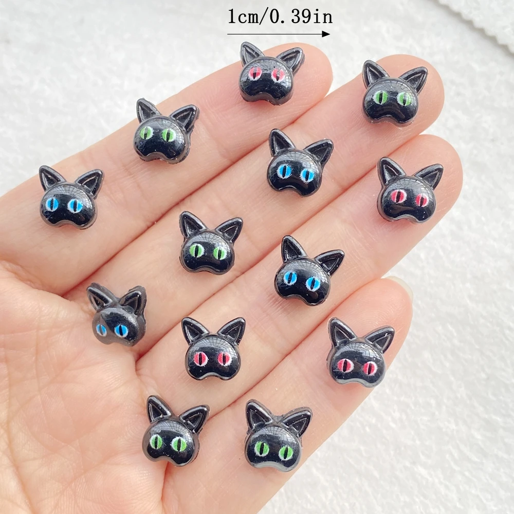 50pcs Resin Cute Cartoon Cat Head Figurines Nail Art Flatback Scrapbook DIY Wedding Applique Jewelry Accessories Crafts