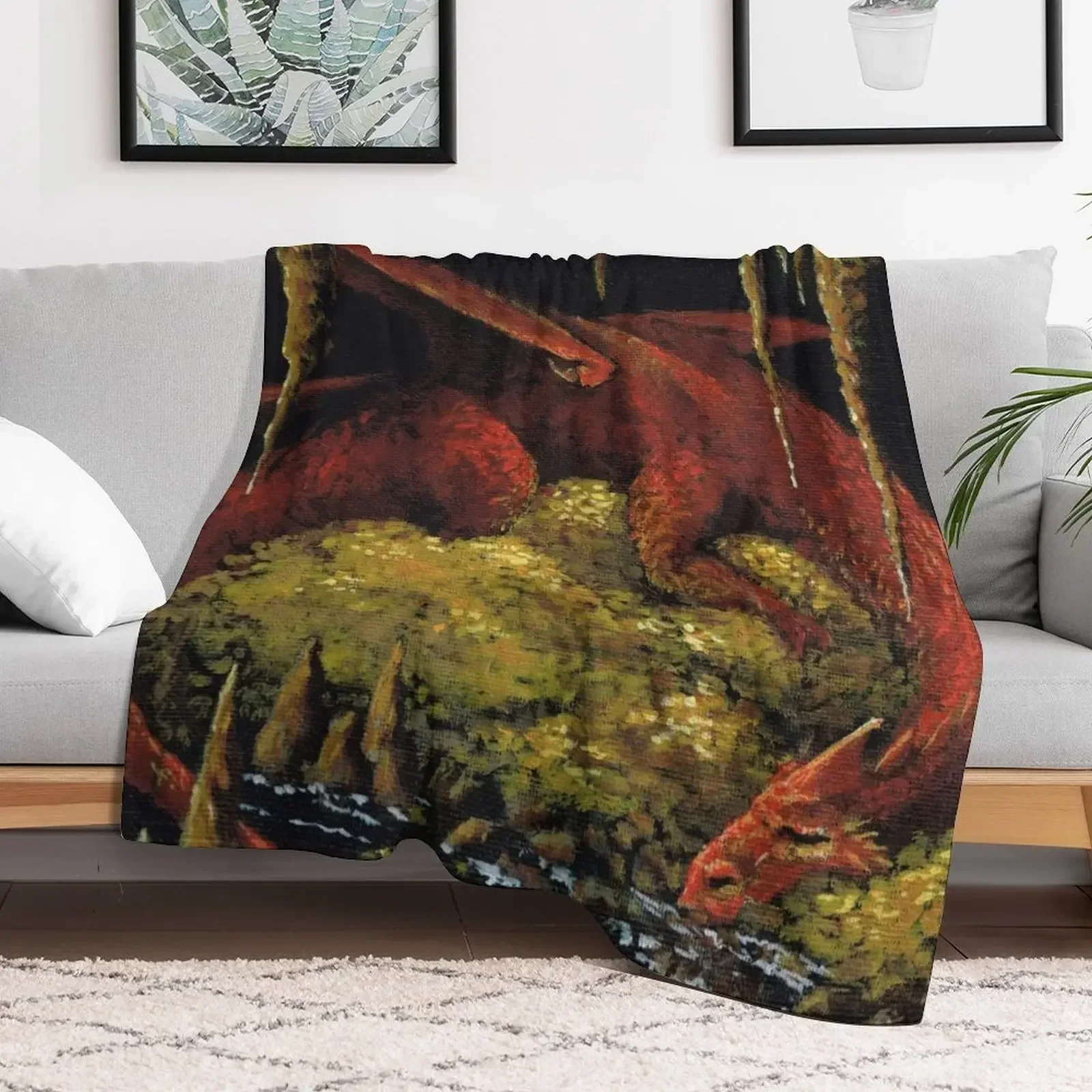 Dragon's Cave Lair and Treasure Hoard - Painting Throw Blanket Flannel For Baby Beach Blankets