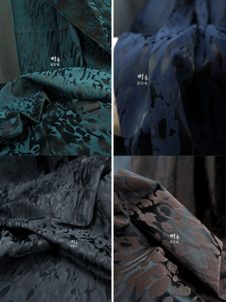 Embossed Jacquard Fabric-blend Floral Camouflage Cheongsam Dress Bag Handmade DIY Sewing Designer Fabrics By The Meter