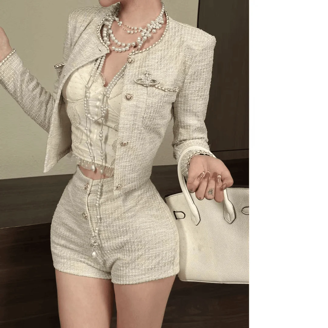 Women's suit high quality of thin long sleeves light luxury slim fit roupas femininas conjuntos two piece sets womens outifits