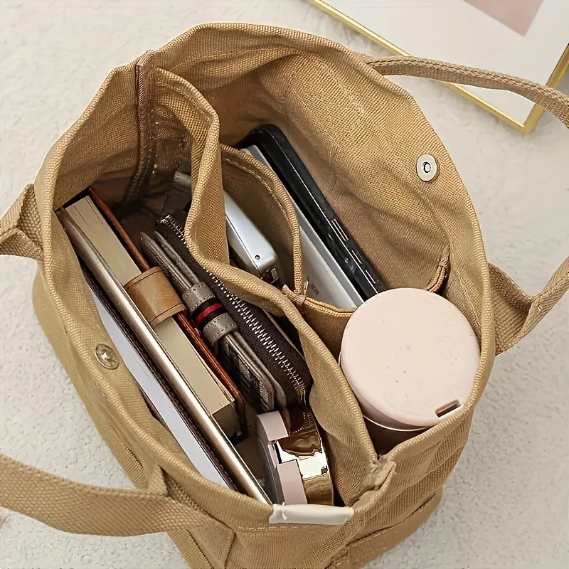 

Solid Color Tote Bag, Simple Vegan, Women'S Casual Handbag & Bento Bag