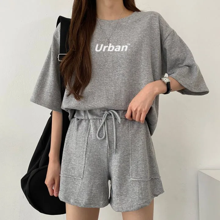 

2024 Summer Two Piece Suit Short Sleeve T-shirt Shorts Two Piece Sets Women Loose High Waist Casual Sports Top Pants Homewear