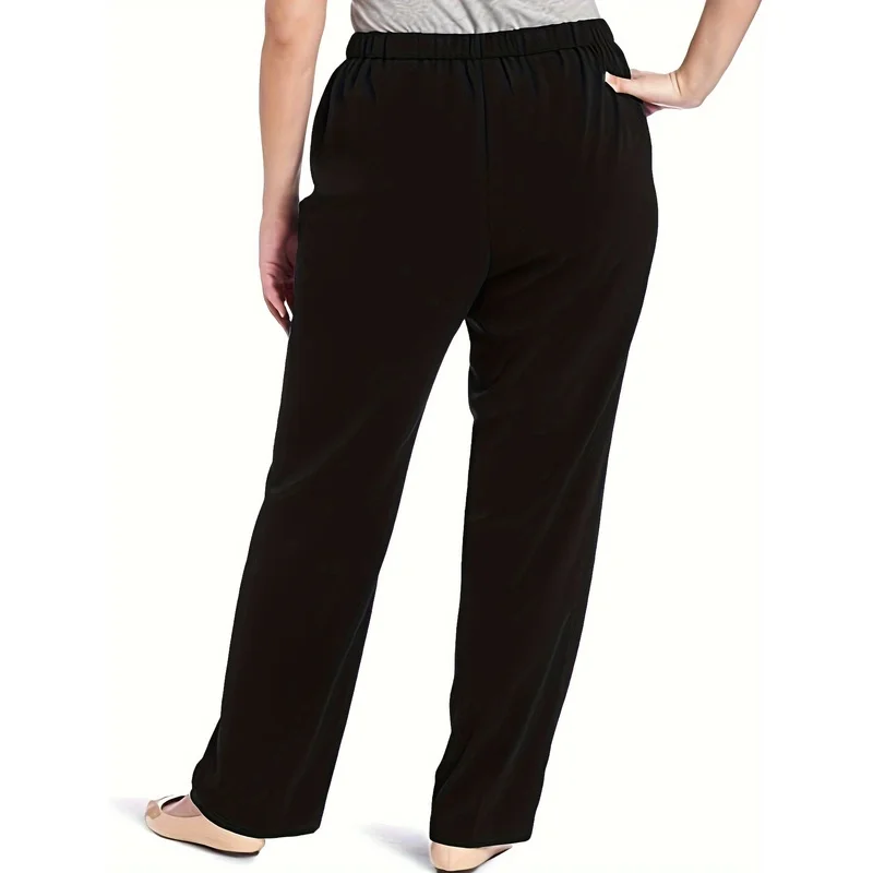 

Plus Size Women Elastic Waist Straight Leg Pants Casual Daily