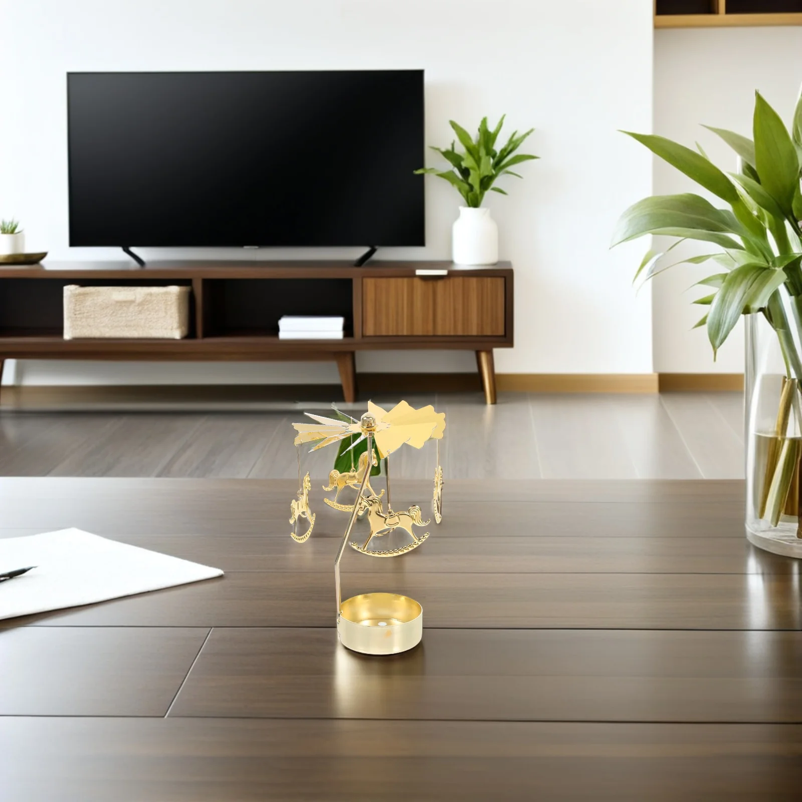 

2Pcs Carousel Holder Metal Rotary Tealight Holder for Christmas Decorations Holiday Table Centerpieces Spinning