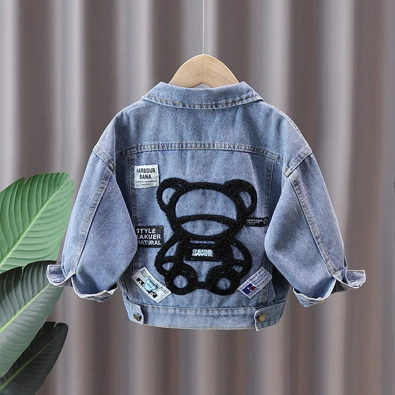 

Free Shipping Spring Autumn Kids Cartoon Jacket Girls Denim Coats Cotton Boys Girls Denim Outerwear Costume 2-7Years