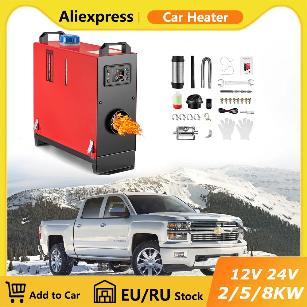 2KW 5KW 8KW Car Heater Diesel Air Heater 12V Diesel Heater With LCD Switch Silencer Parking Diesel Heater for Car Truck Boat RV