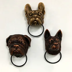 Vintage Door Knocker Resin Bat Dog Head Decorative Doorknocker Creative Door Handle Latch Antique Gate Ornate Animals Home Decor