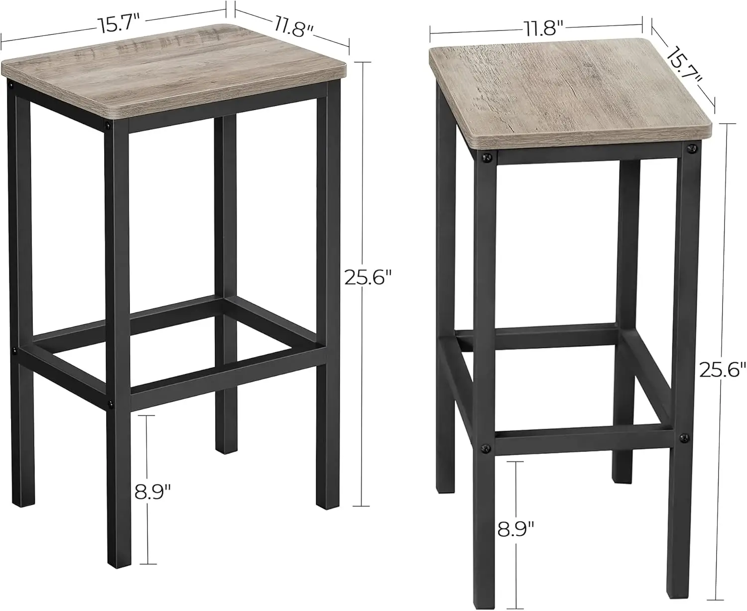 NEW Bar Stools, Set of 2 Bar Chairs, Kitchen Breakfast Bar Stools with Footrest, Industrial in Living Room Party Room Greige