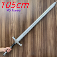 105cm Paladin Knight Sword 1:1 Cosplay Weapon Medieval Nasir Sword Silver Warrior Role Playing Halloween Safety PU Model Gift