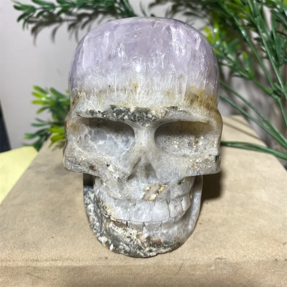 Amethyst Quartz Skull Natural Crystal Cluster Stone Carving  Gemstones Minerals Decoration Wicca Decoration Spiritual Reiki