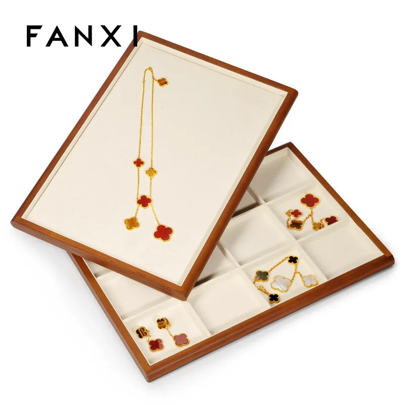 Solid wood jewelry storage tray, ring, earrings and necklace display tray, thin edge design jewelry display tray