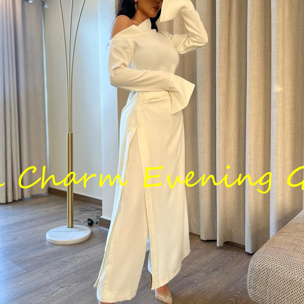 تخصيص مزاجه مستقيم الكاحل طول حمالة جيرسي طويلة الأكمام الطيات مساء اللباس الحديثة لون الصورة vestidos de f #3