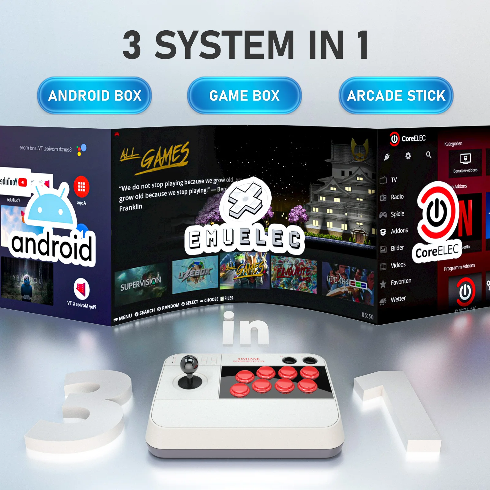 كينهانك سوبر كونسول X3 أركيد عصا مع 50,000 ريترو ممر ألعاب للعب PSP/PS1/تيار مستمر/مامي دعم كلاسيكي PC/PS3/PS4/Andorid