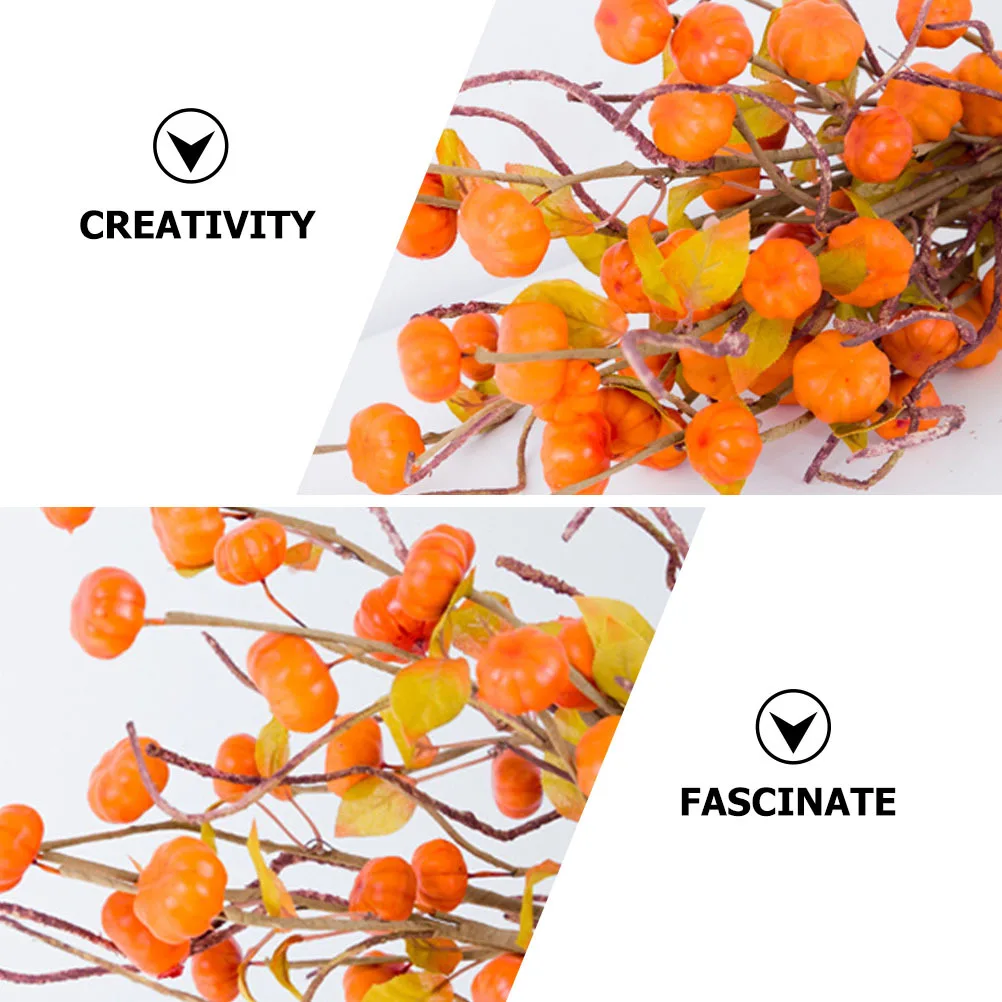 

3Pcs Artificial Pumpkin Branch Orange Berry Stems Fall Picks Vase Filling Ornament Thanksgiving Home Table Decoration