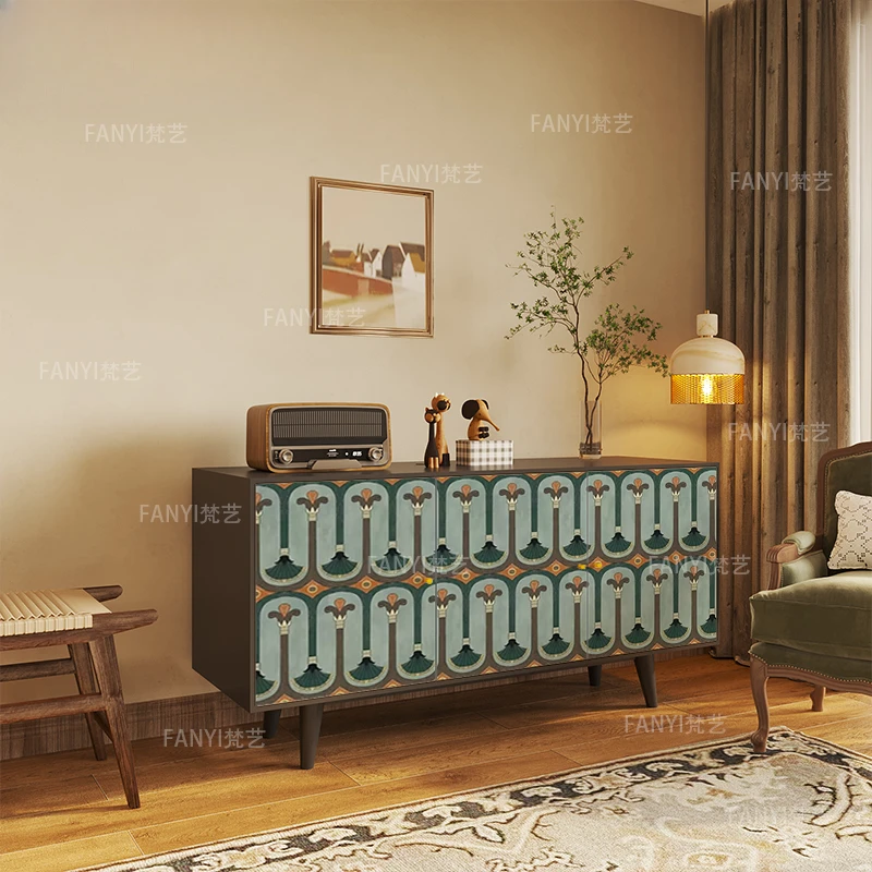 

Retro sideboard living room solid wood sundries storage cabinet room decoration locker restaurant