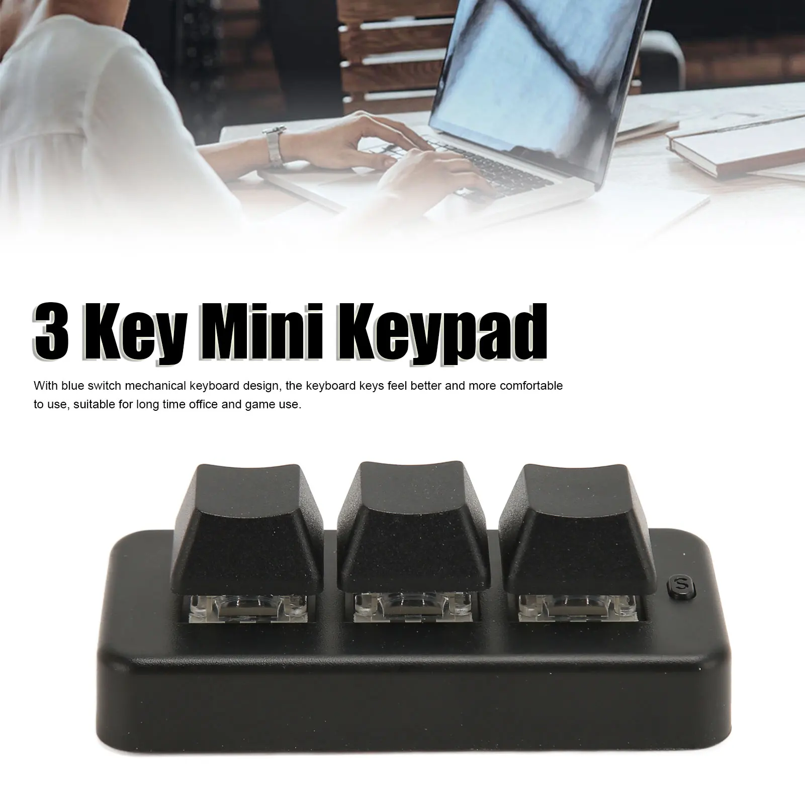 

3-клавишная мини-клавиатура USB Bluetooth Легкая многофункциональная S-клавиатура Синяя механическая клавиатура для программирования для офиса