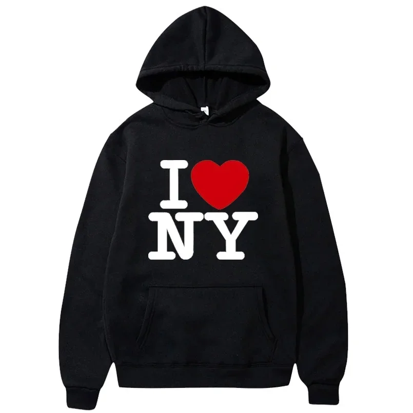 Sudadera con capucha holgada para hombre y mujer, ropa de calle con estampado I Love NY, Jersey informal a la moda