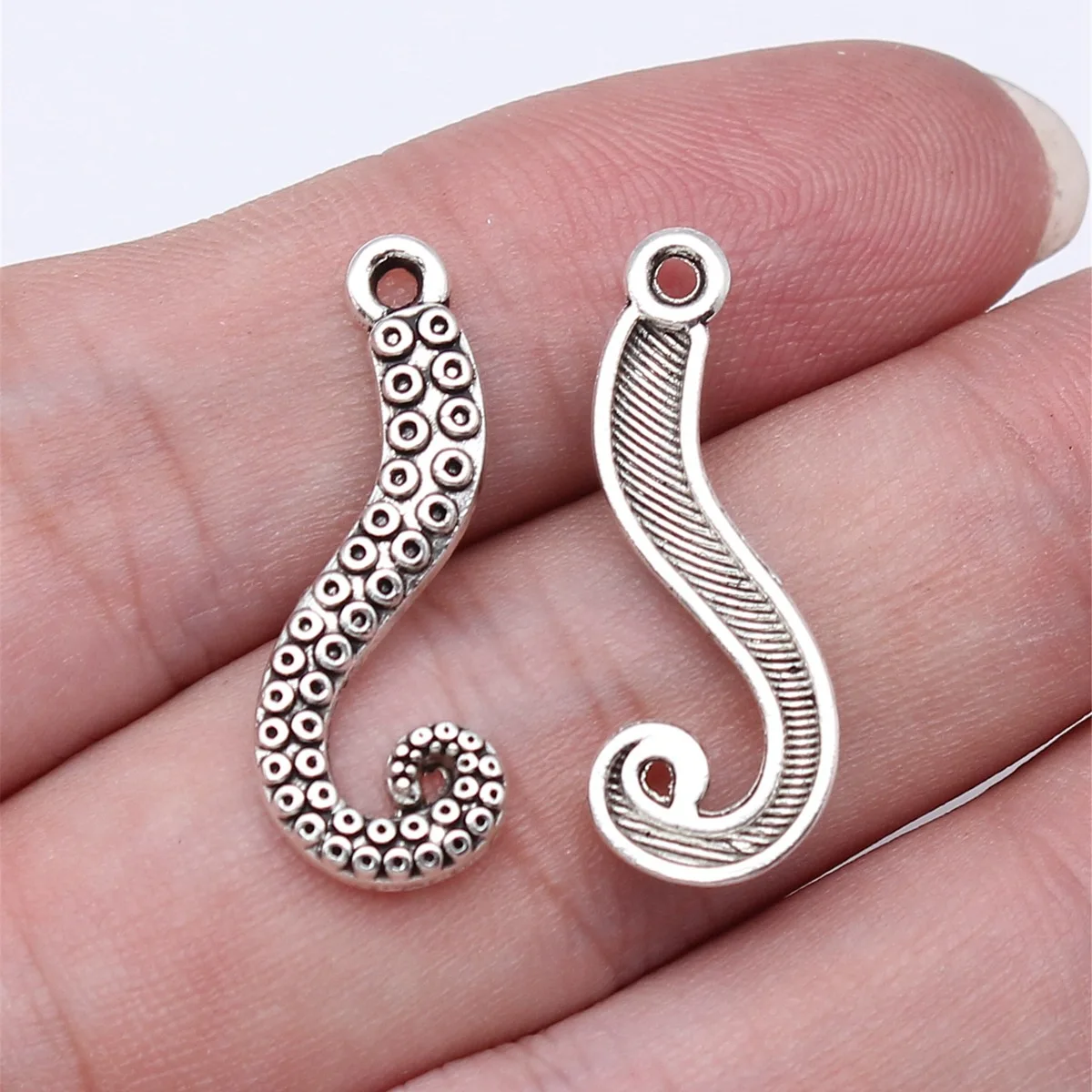 IFOCUS 20pcs/Lot Octopus Leg Charms For DIY Jewelry Making Zinc Alloy 26x10mm/1.02x0.39inch