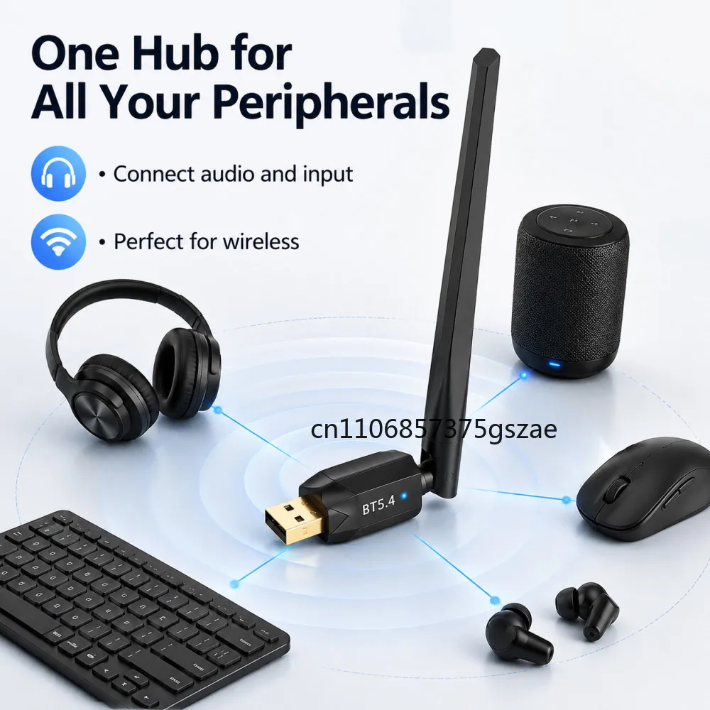 150M Bluetooth 5.4 USB Dongle Driver Free for Win11/10/8.1 Mouse Keyboard Audio Receiver Transmitter