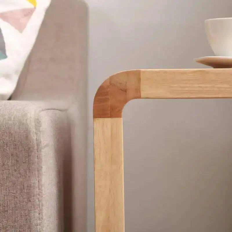Mesa auxiliar nórdica de madera maciza para café, sofá minimalista moderno, mesa esquinera para apartamento pequeño, mesa para sala de estar, nogal negro WF